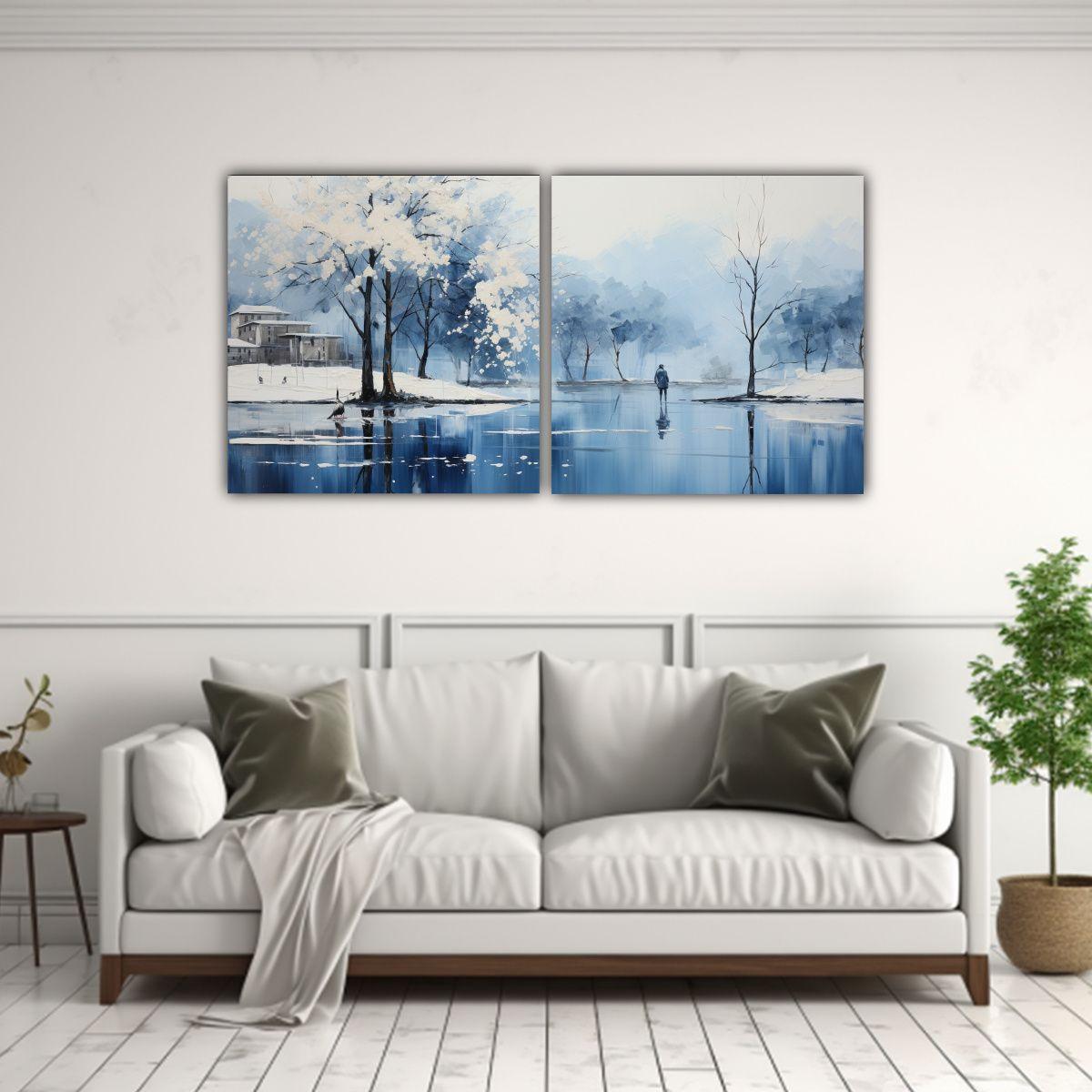 Cuadro Para Comedor De Árboles En Plata Y Blanco 120x60 Cm-2