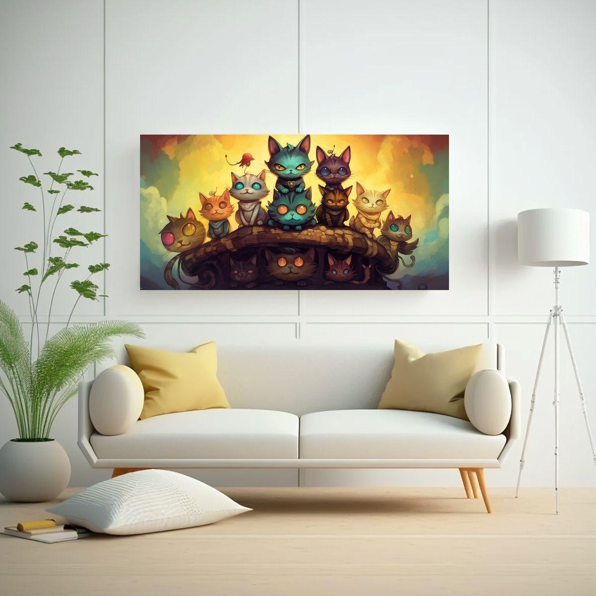 Pinturas De Decoración Conceptual Con Gatos De 140x70 Cm-2