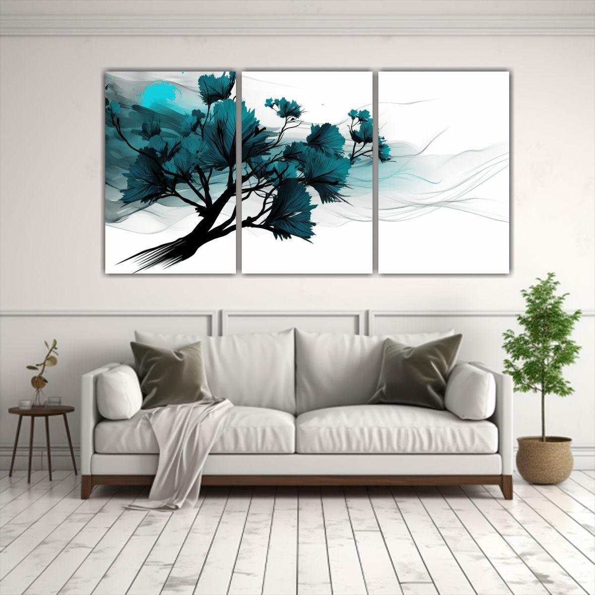 Pintura Decorativa: Tríptico Abstracto De árbol 150x75 Cm-2