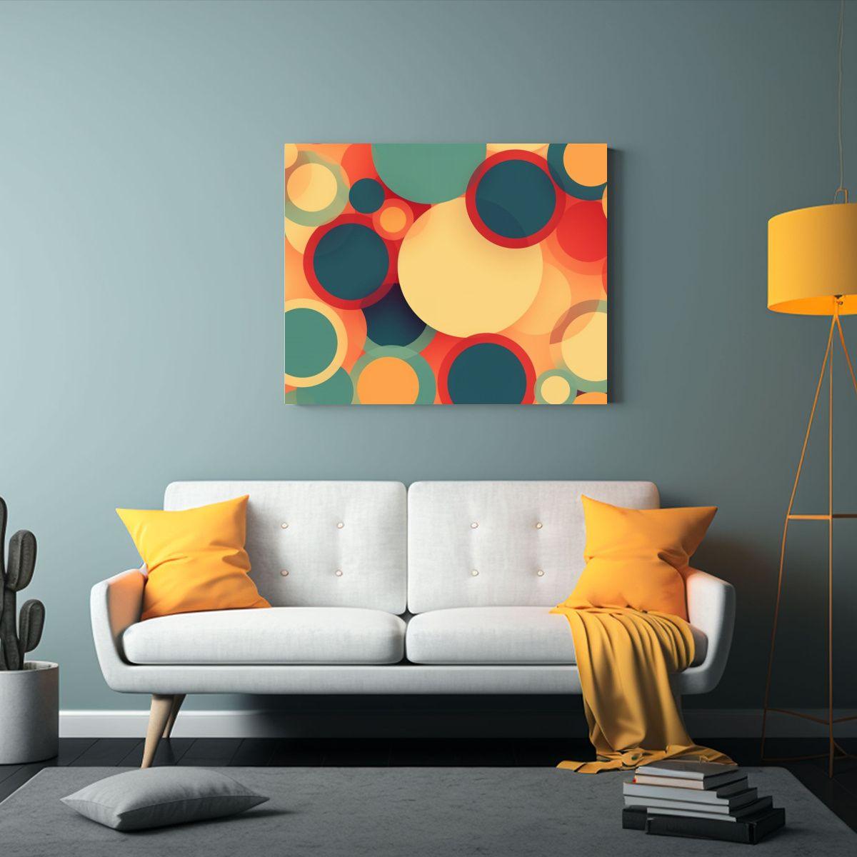 Fondo Retro Lienzo Con Círculos Coloridos 45x30cm-2