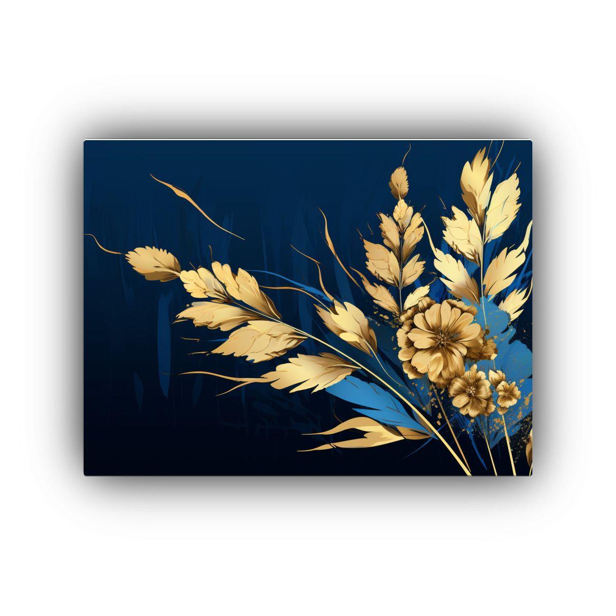 Cuadro Espacio Quinoa En Tonos Oro Y Azul, Atmósfera Neonoi 75x50cm-0