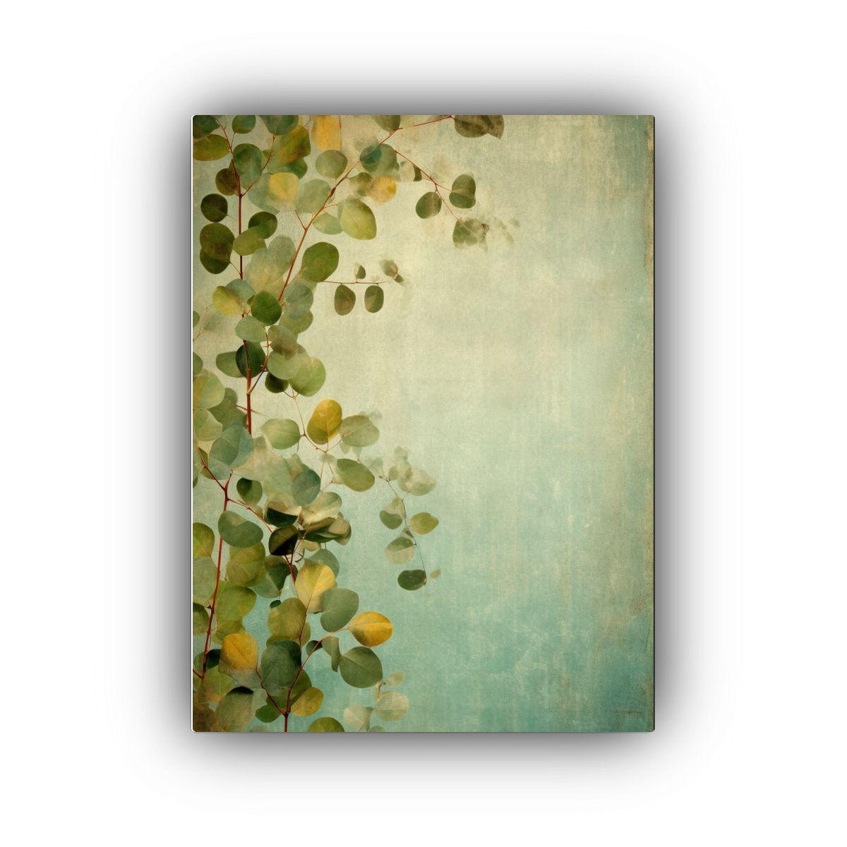 Lienzo Acuarela Con Fondo Vintage Y Eucalipto 50x75cm-0