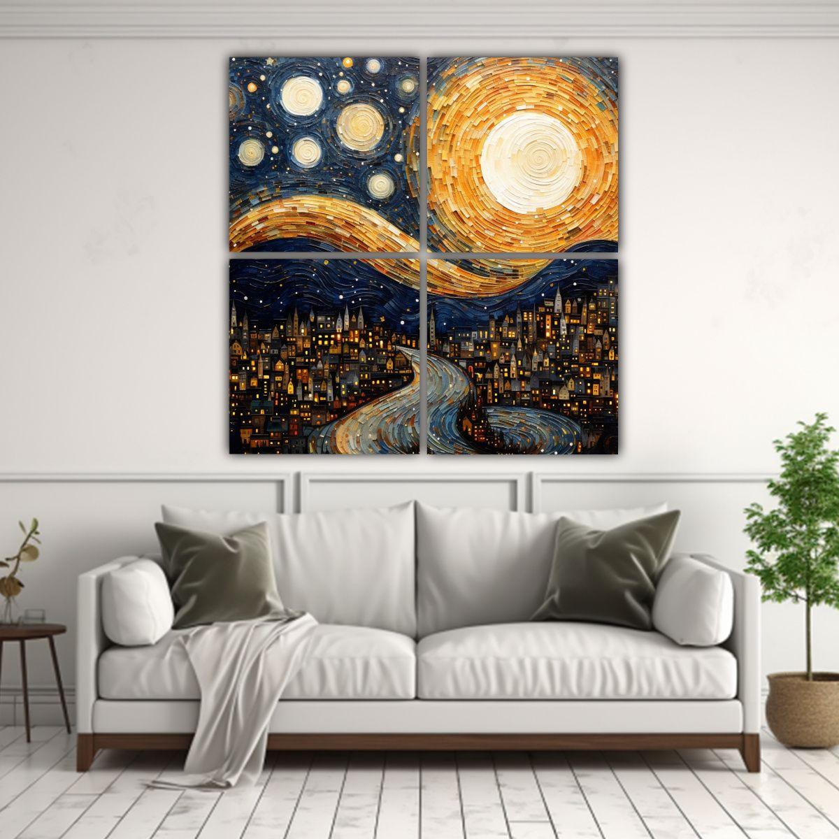 Pinturas Decorativas: 4 Composiciones Movimiento 180x180 Cm-2