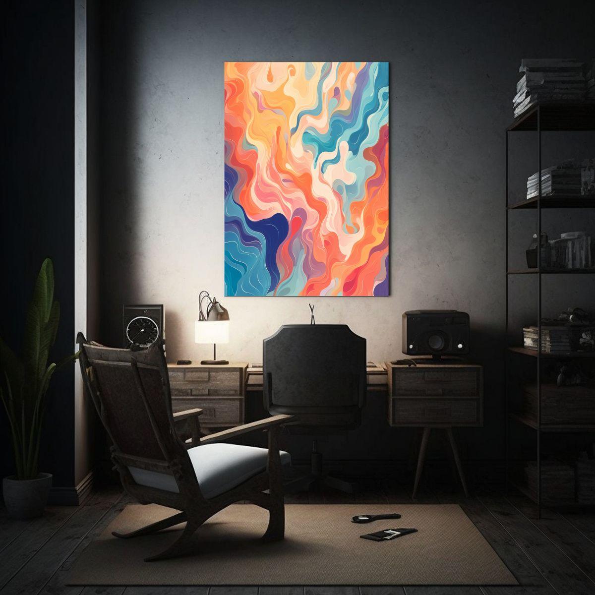 Arte Decoración Comedor Con Fondo Psicodélico Usando Forma 60x90cm-2