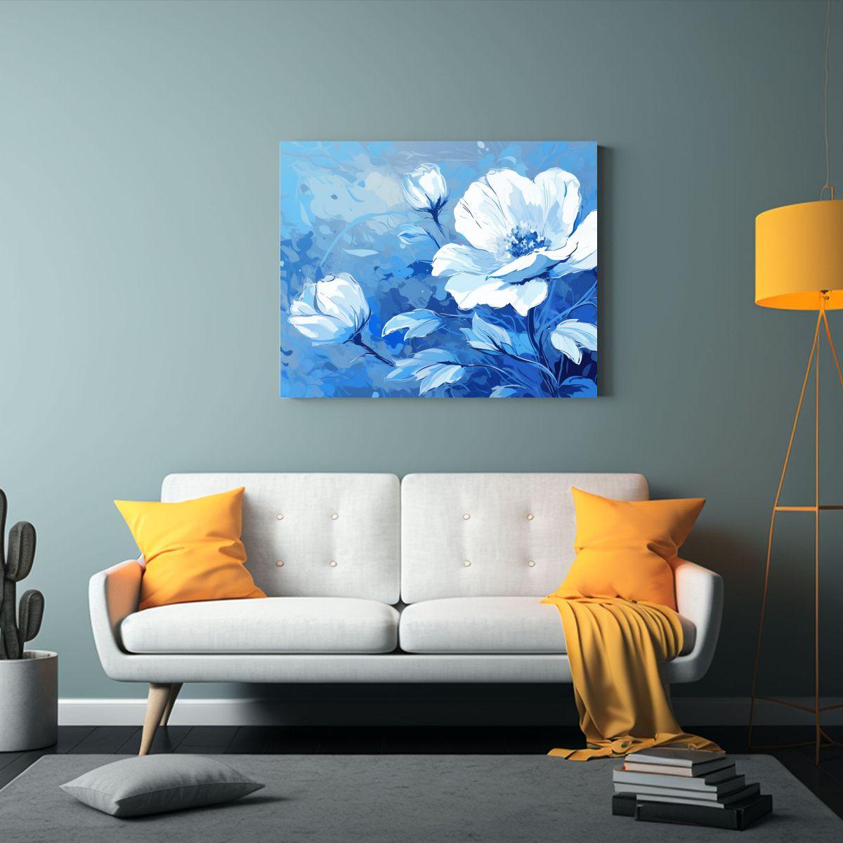 Pinturas Decorativas Estilo Neonoir En Blanco Y Azul Para Sa 65x50cm-2