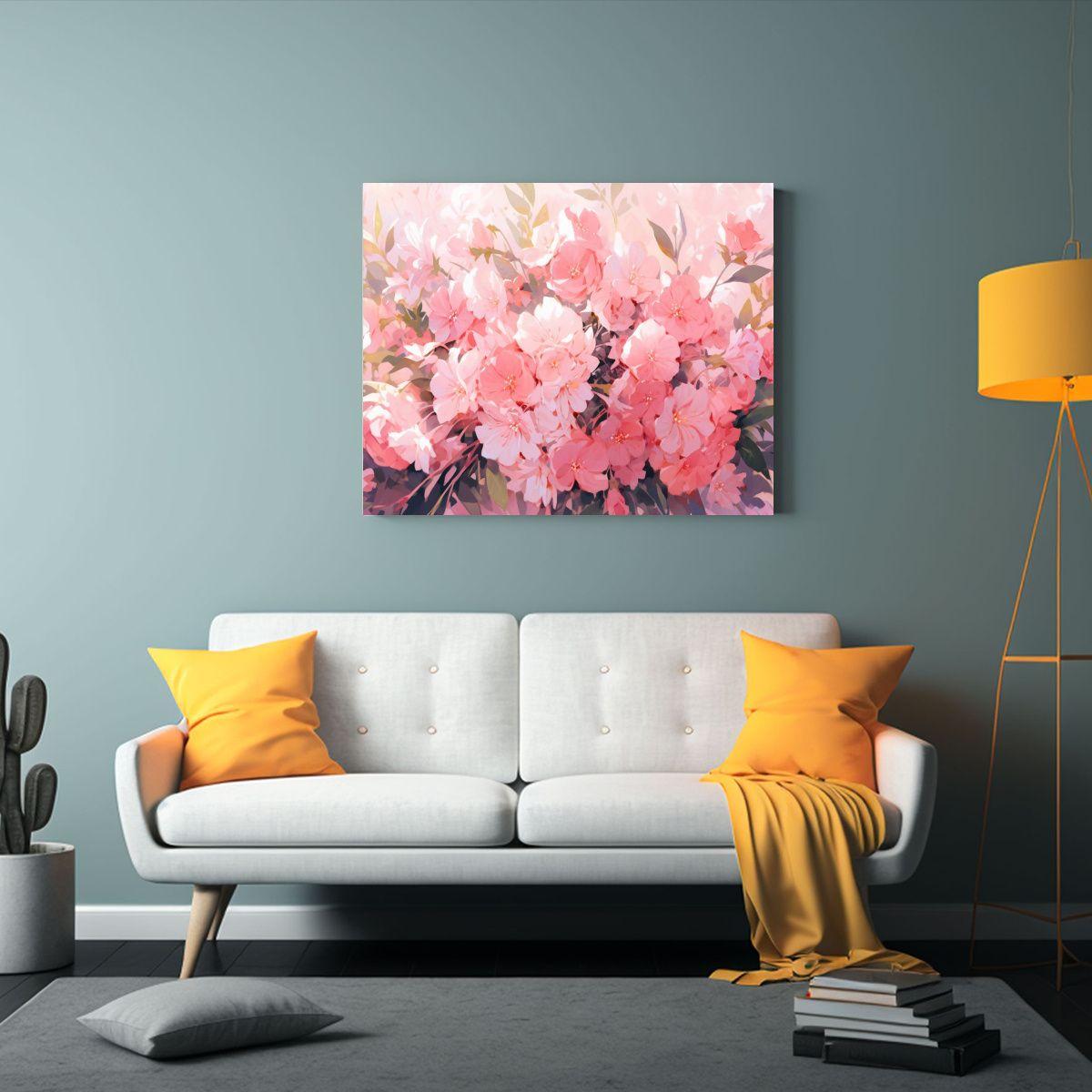 Pintura Floral En Lienzo Estilo Bastidor Tonos Luminosos En  30x20cm-2