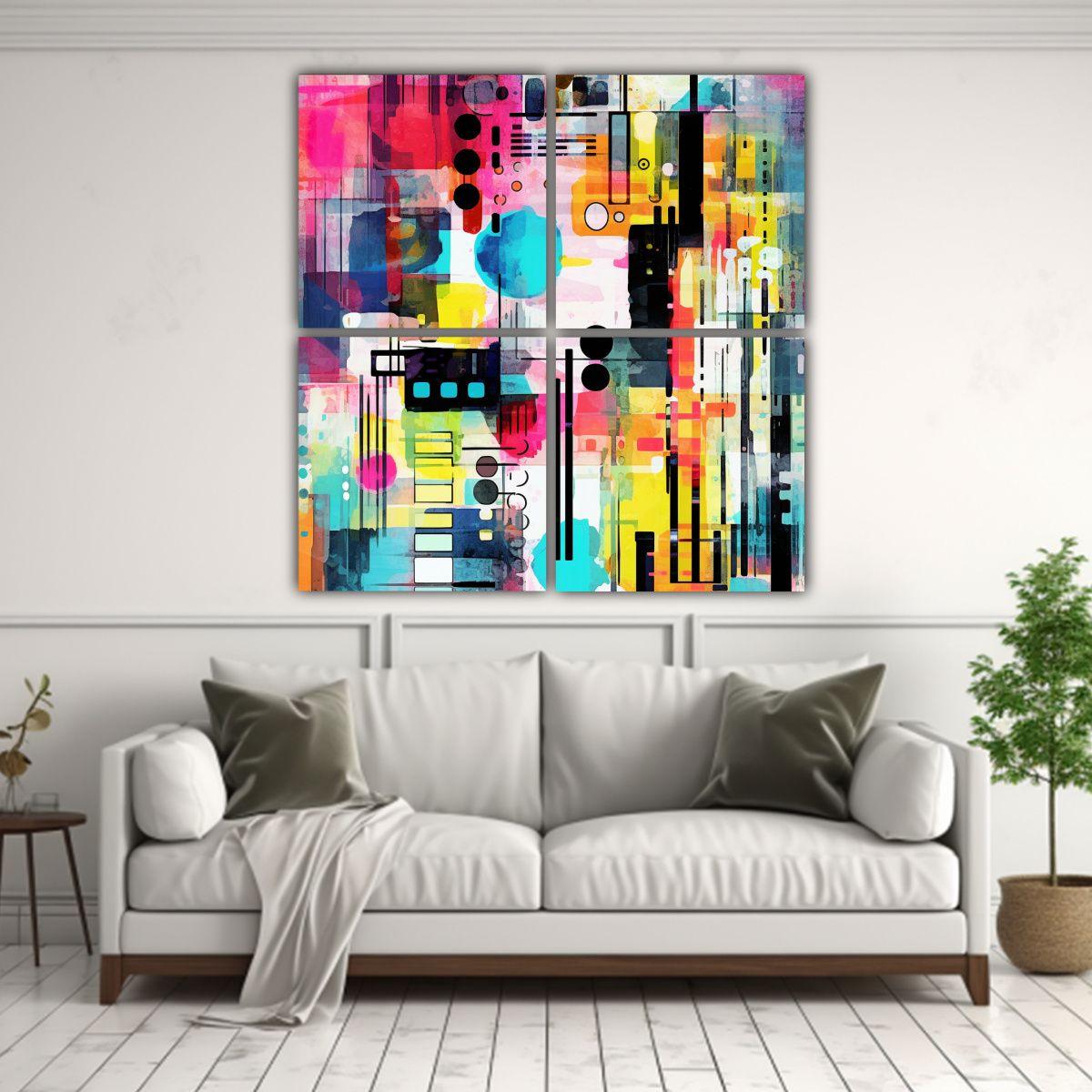 Pinturas Abstractas De Arte Pop Acuarela Mundo 60x60 Cm-2