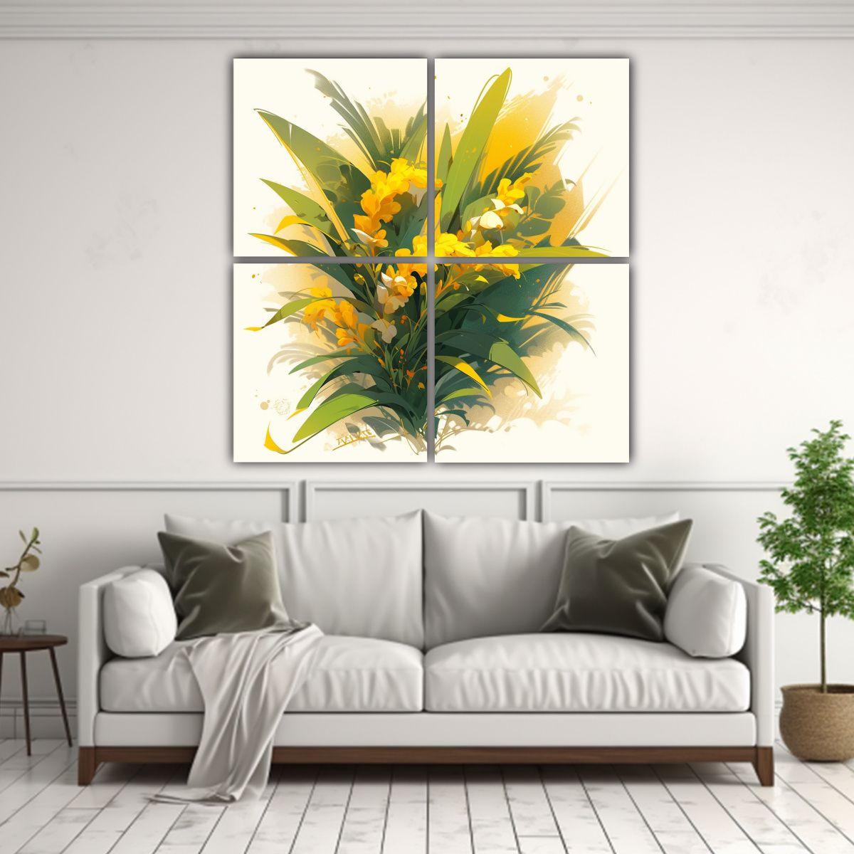 Pinturas Decorativas: 4 Lienzos De Tela 100x100 Cm-2