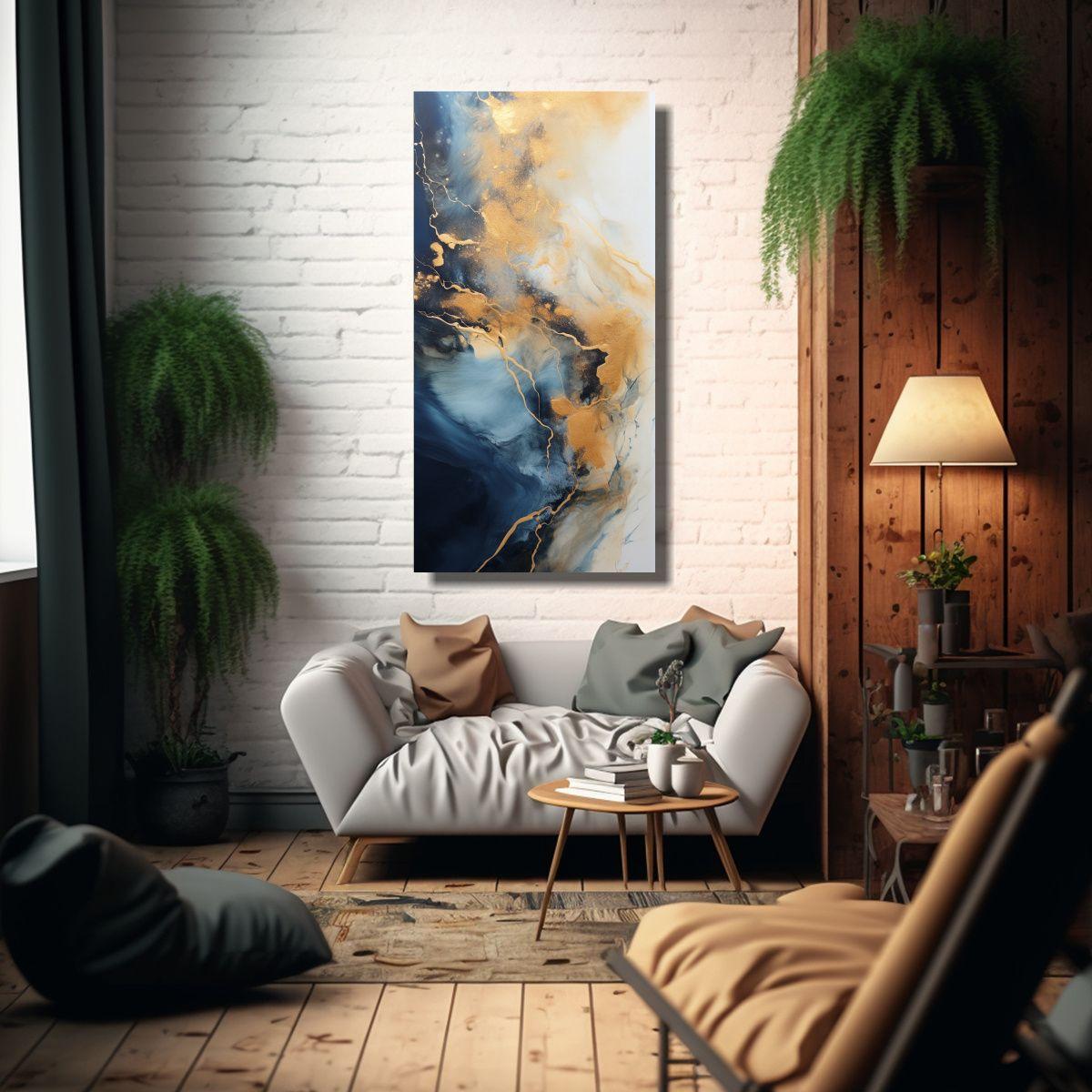 Arte Pared Abstracto Acuarela Flujo Acrílico 80x160cm-2
