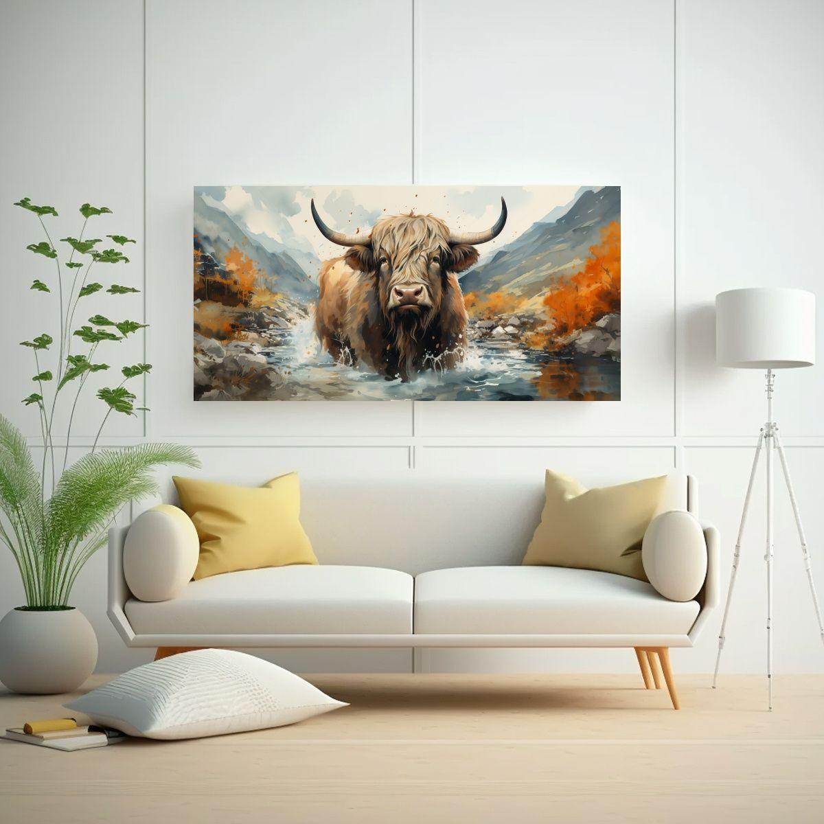 Cuadro Diseño Expresivo Acuarelas Coloridas Estil 80x40cm-2