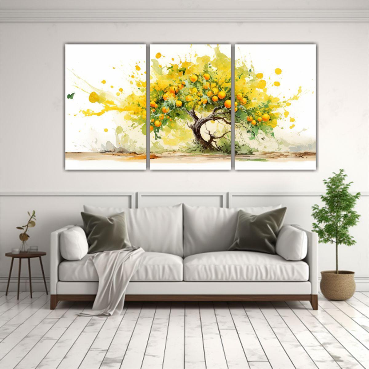 Tríptico De Inspiración Simplicidad: Pinturas 150x75 Cm-2