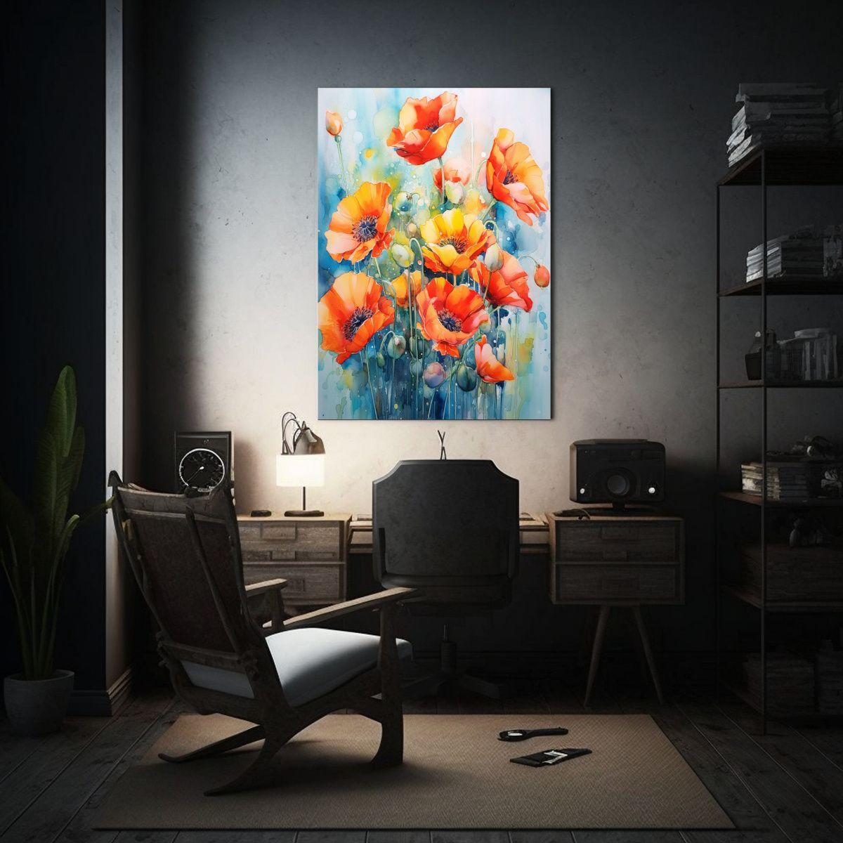 Lienzo Fotografía Flores Pintura Acuarela 50x65cm-2