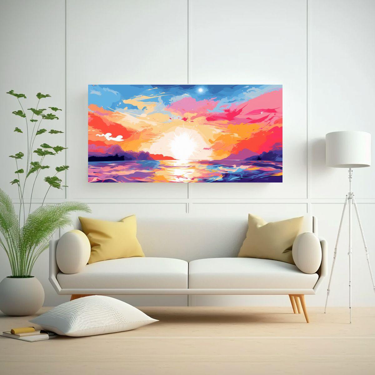 Cuadro Tela Movimiento Figuras Paisaje Verano 160x80cm-2