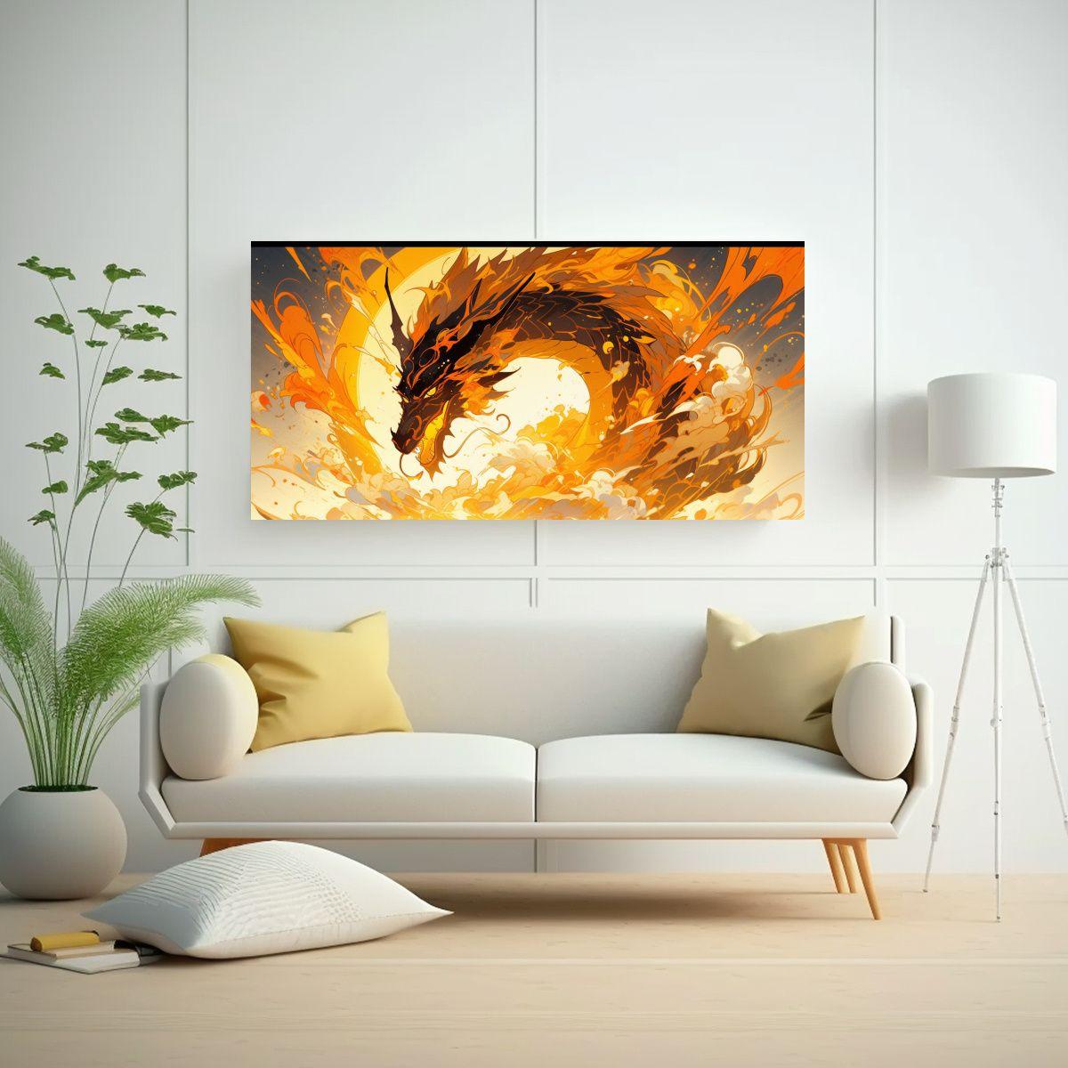Pintura En Bastidor Decorativo Urbano Dragón En C 120x60cm-2