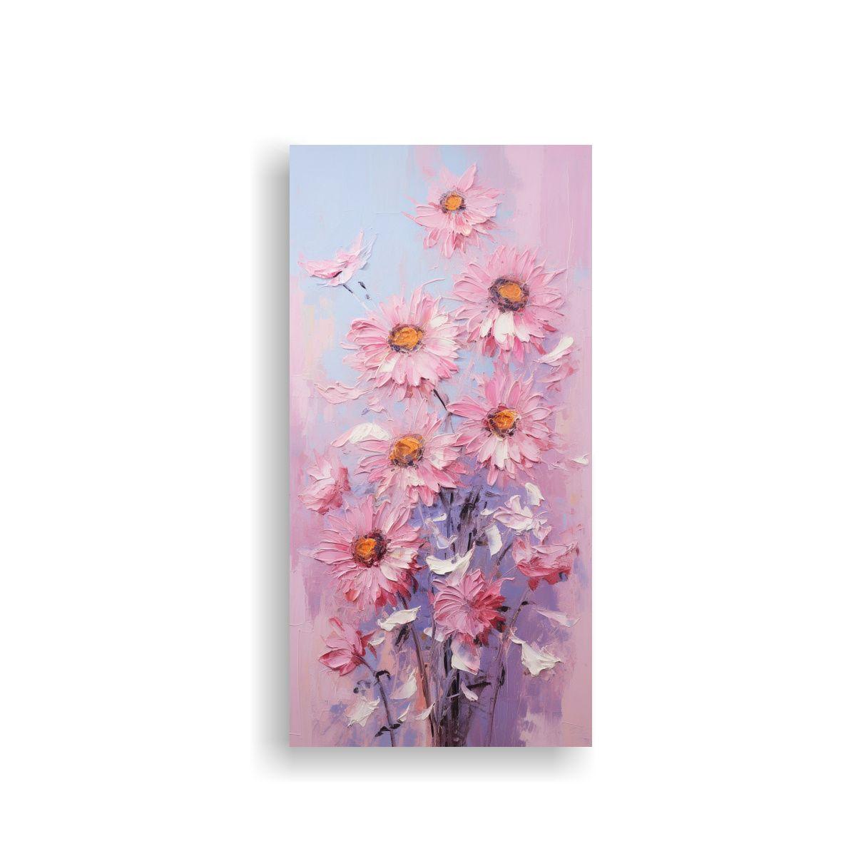 Cuadro Moderno Fantástico De Girasoles Rosados 30x60cm-0
