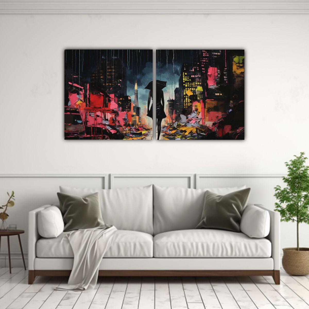 Cuadro Decoración Composición Collage Art Paper 160x80 Cm-2
