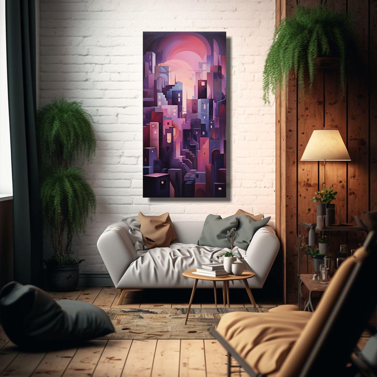 Cuadro Abstracto Inspirador De Ciudad Al 30x60cm-2