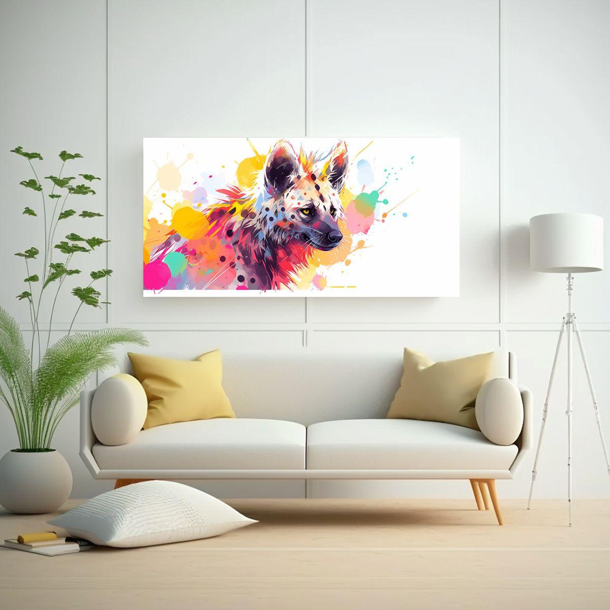 Pintura Decorativa De Hiena En Colores Vibrantes Y 120x60cm-2