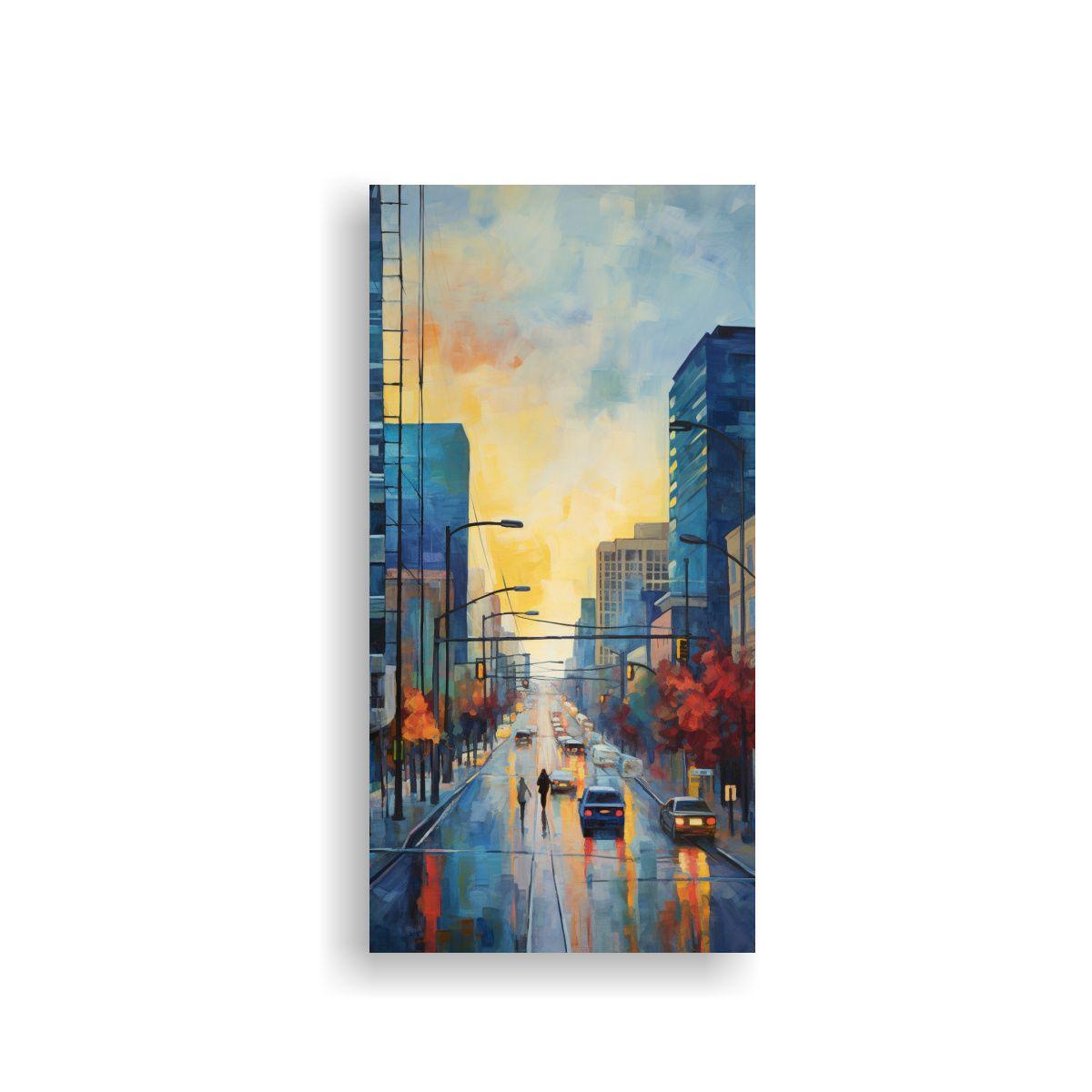 Pintura Decorativa Tela Sublimada: Ciudad Neoe 60x120cm-0