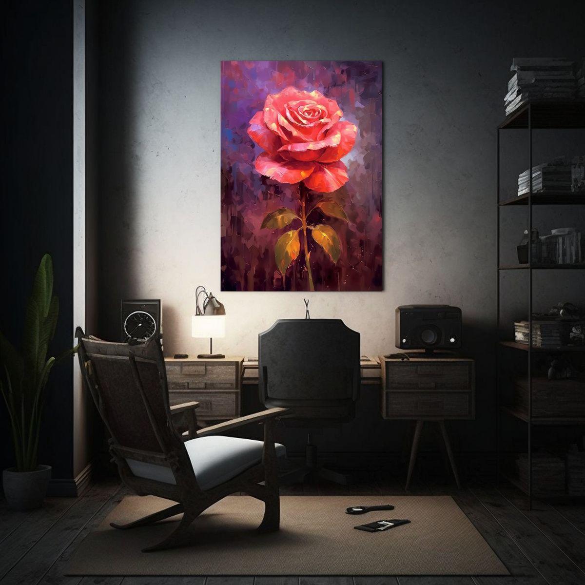 Cuadro De Composición De Una Rosa Roja Vibrante 30x45cm-2