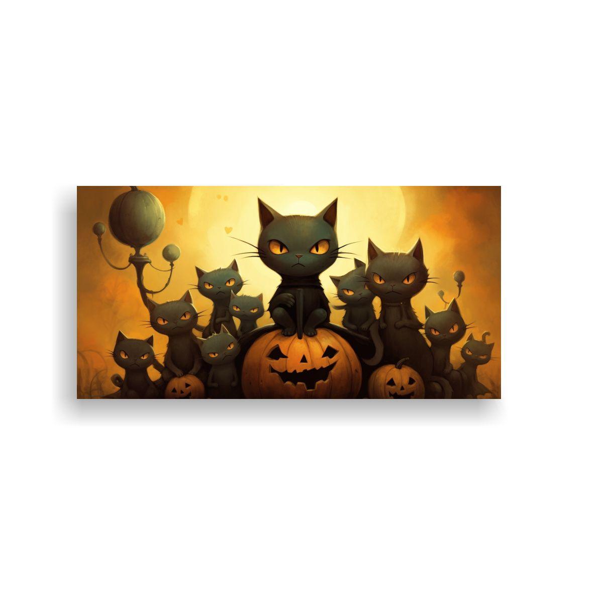 Pinturas Decorativas Gatos Negros Sobre Pila 40x20cm-0