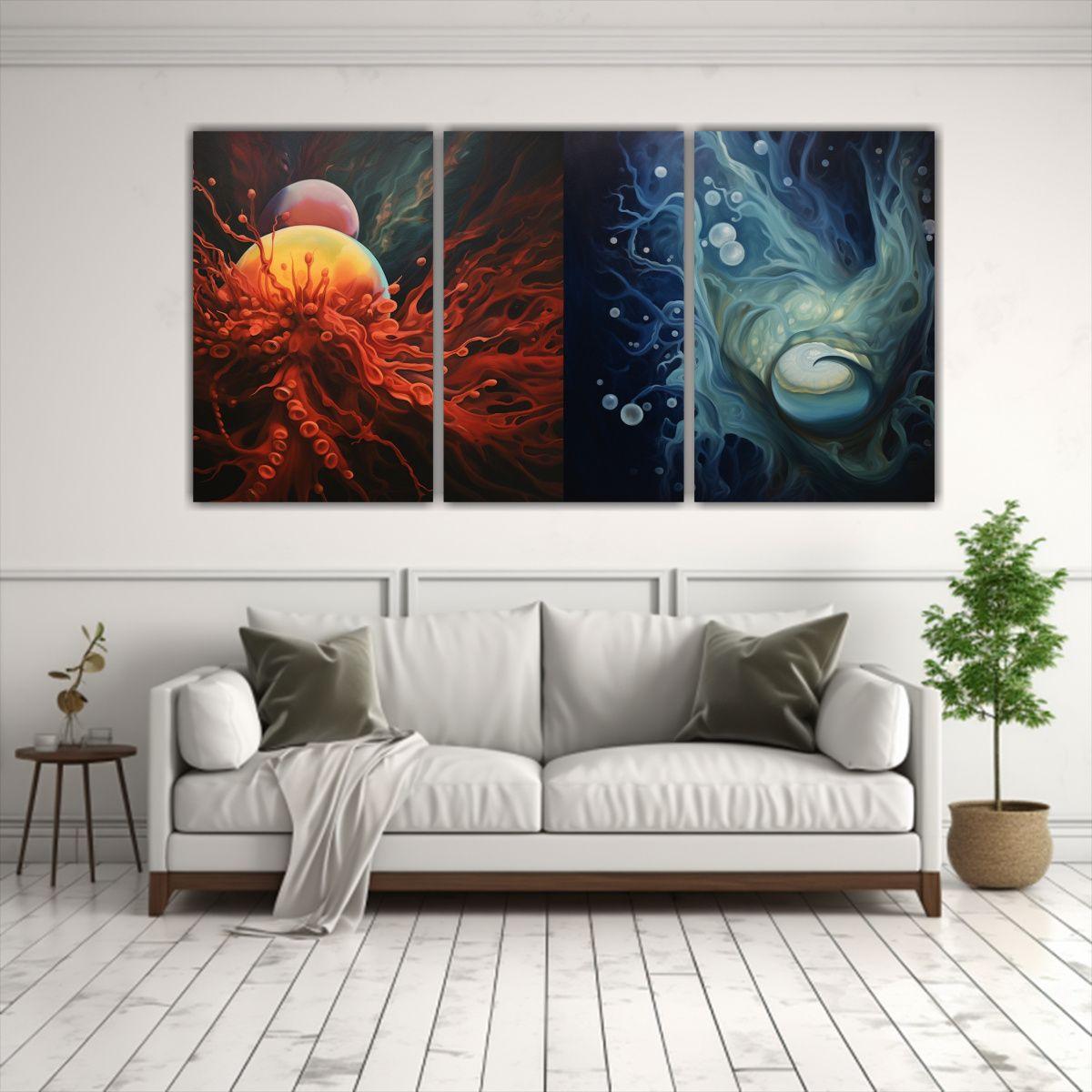 Pinturas Abstractas Modernas Del Océano Profundo 90x45 Cm-2