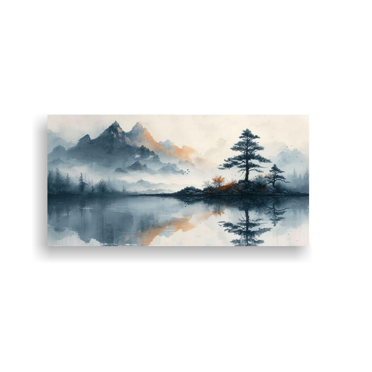 Pintura Paisajística Artesanal De Líneas 140x70cm-0