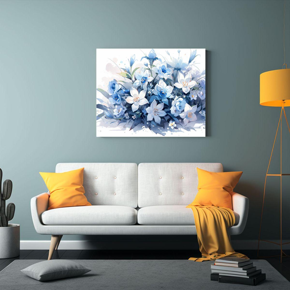 Pintura De Flores Acuarelas En Lienzo Estilo Decorativo. 30x20cm-2