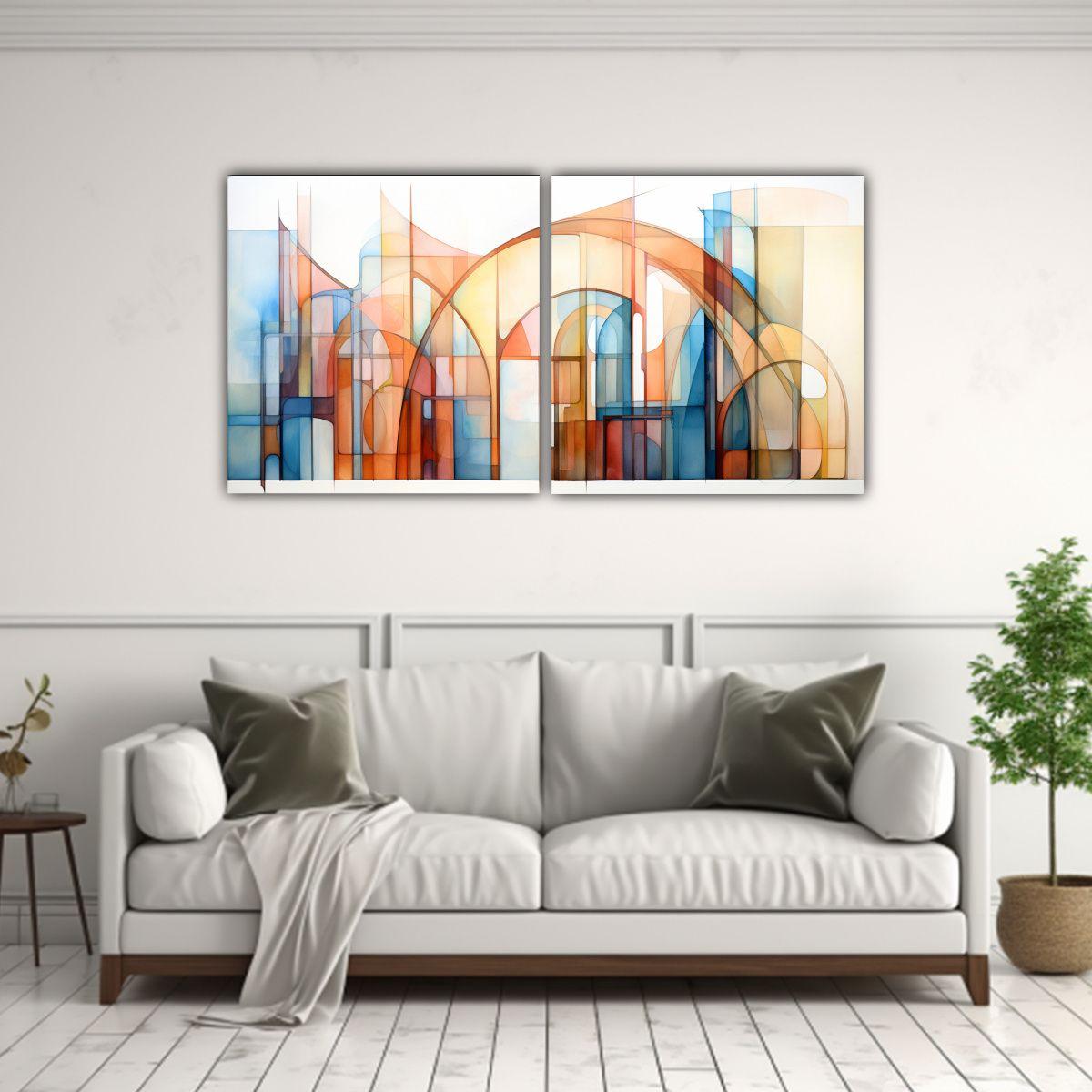 Pinturas Decorativas: Reinterpretación Abstracta 140x70 Cm-2