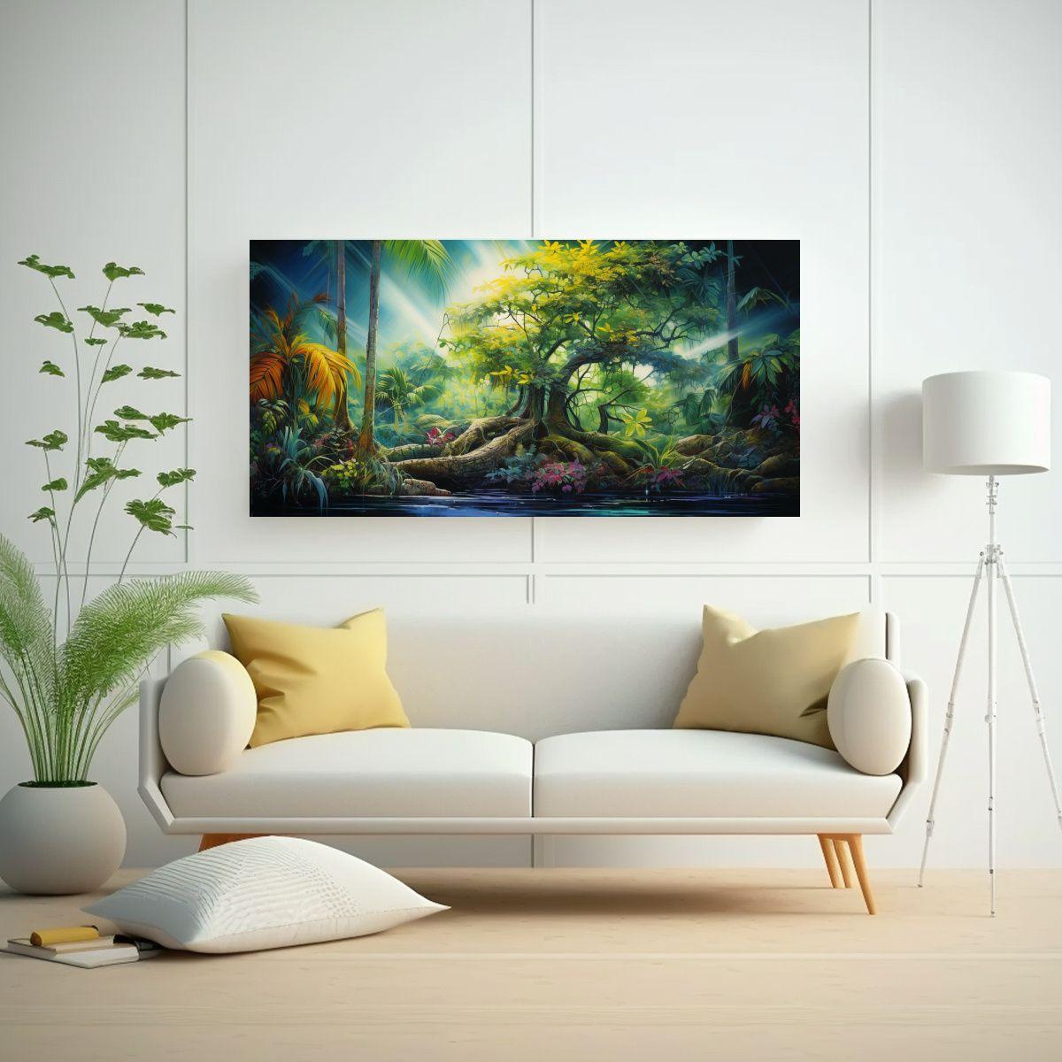 Pintura Abstracta Detallada De árbol Tropical 120x60cm-2