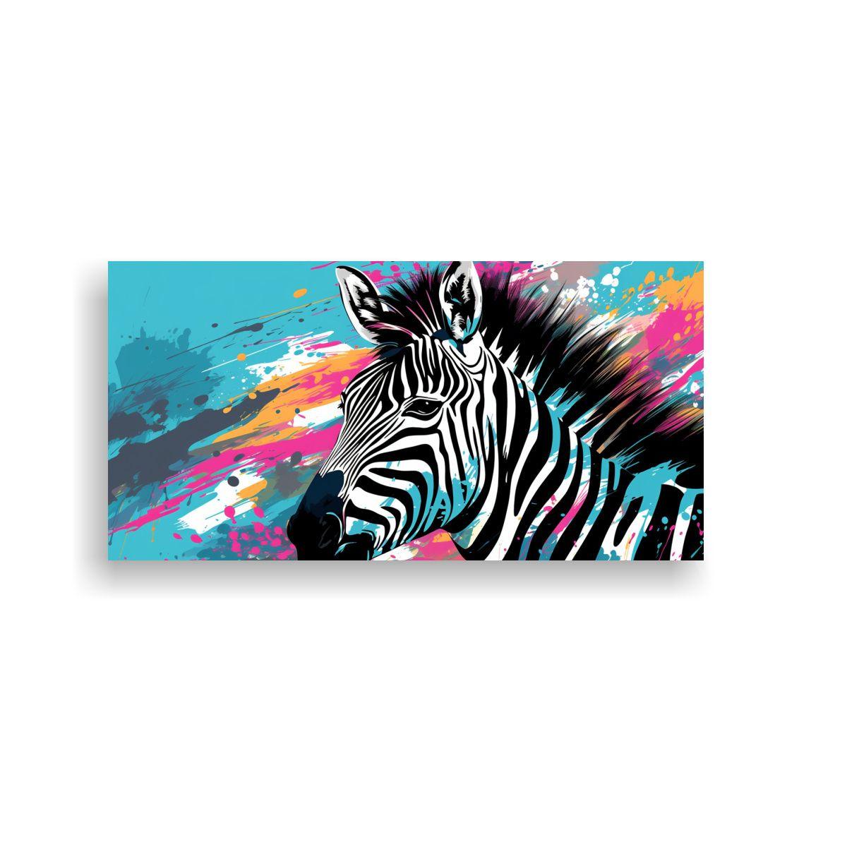 Pintura Decorativa Acuarela Zebra En Colores Paste 120x60cm-0