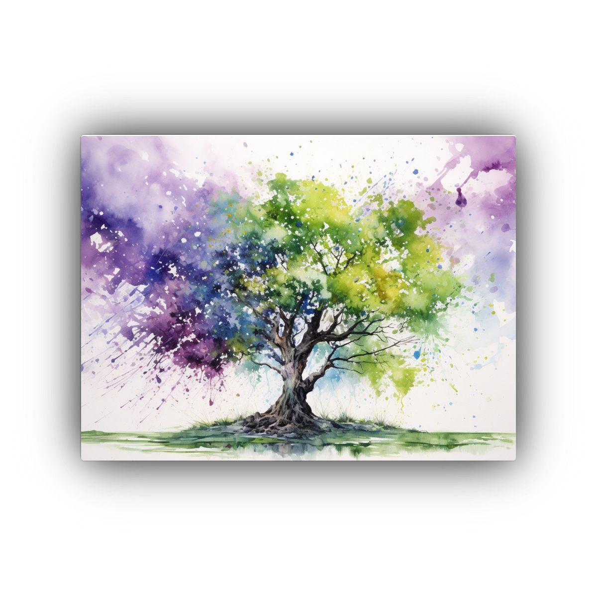Pintura Abstracta Llamativa Del árbol De Algodón En Verde  40x30cm-0