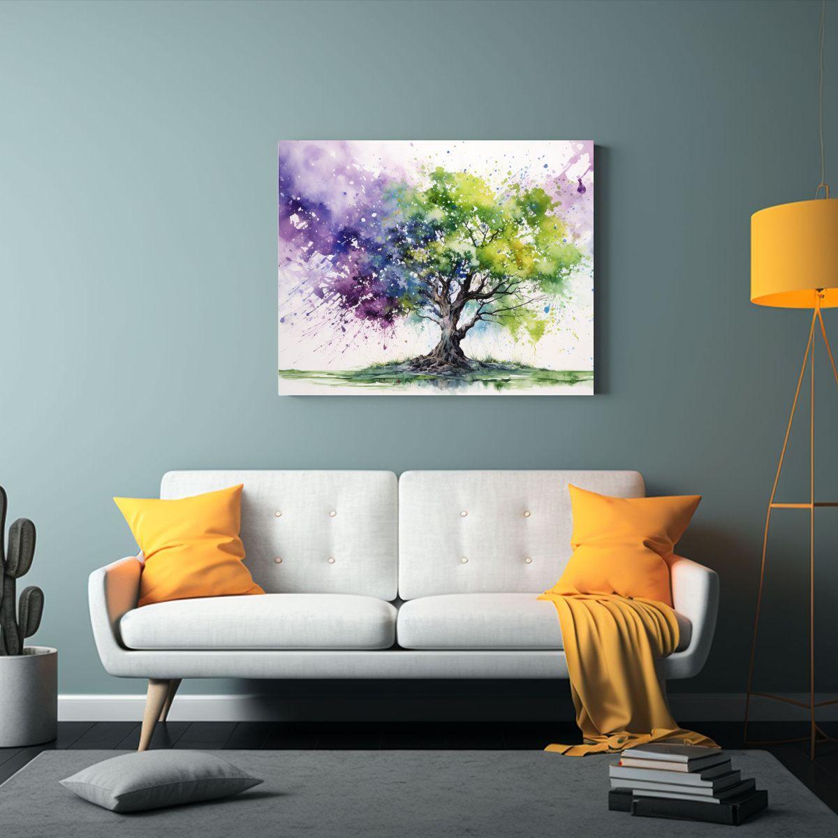Pintura Abstracta Llamativa Del árbol De Algodón En Verde  40x30cm-2
