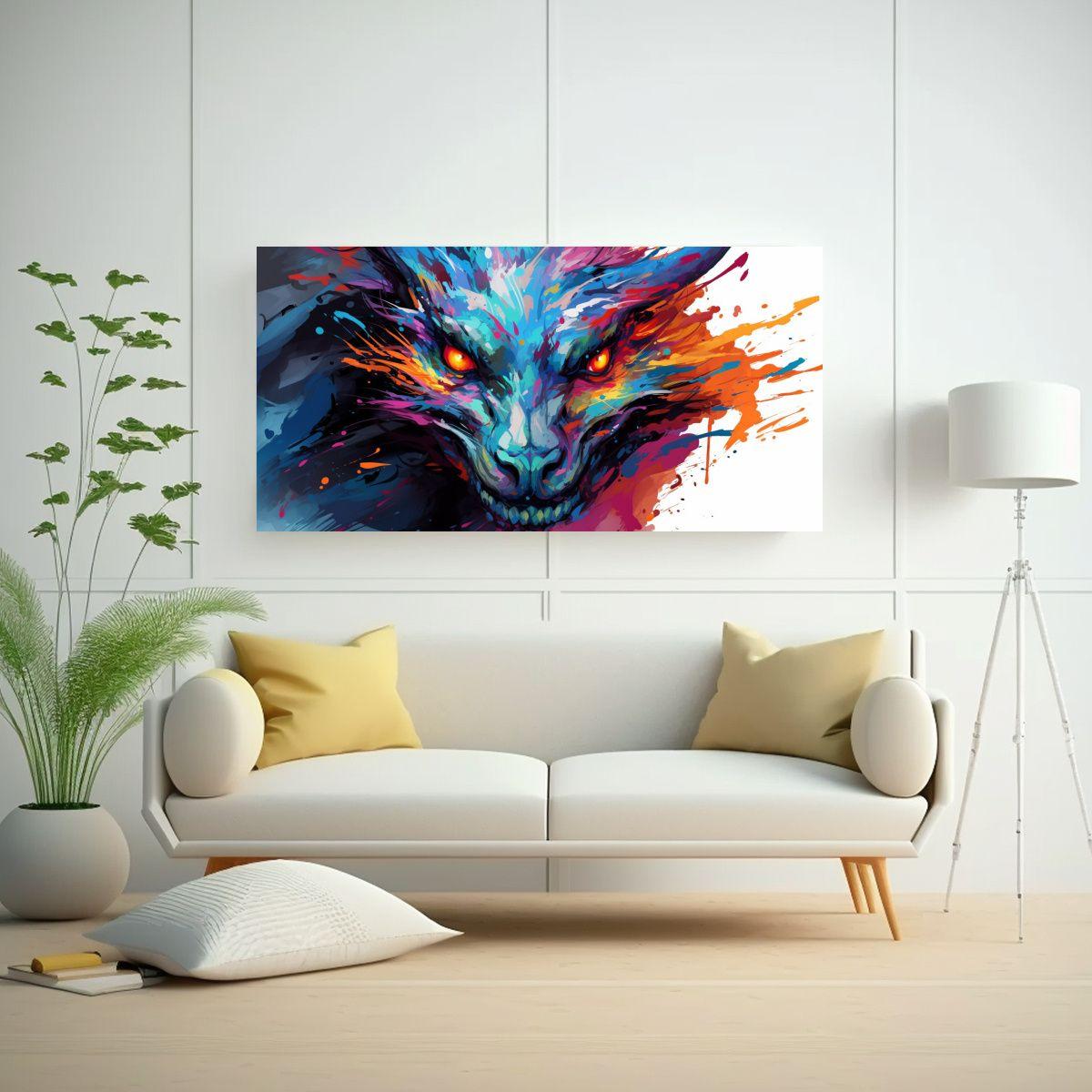 Cuadro Colores Mágicos Dragón En Arcoíris Y Tur 140x70cm-2
