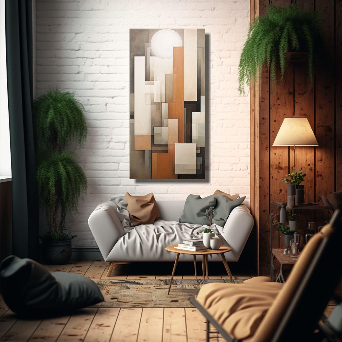 Pinturas Decorativas De Expresividad Geométrica 50x100cm-2