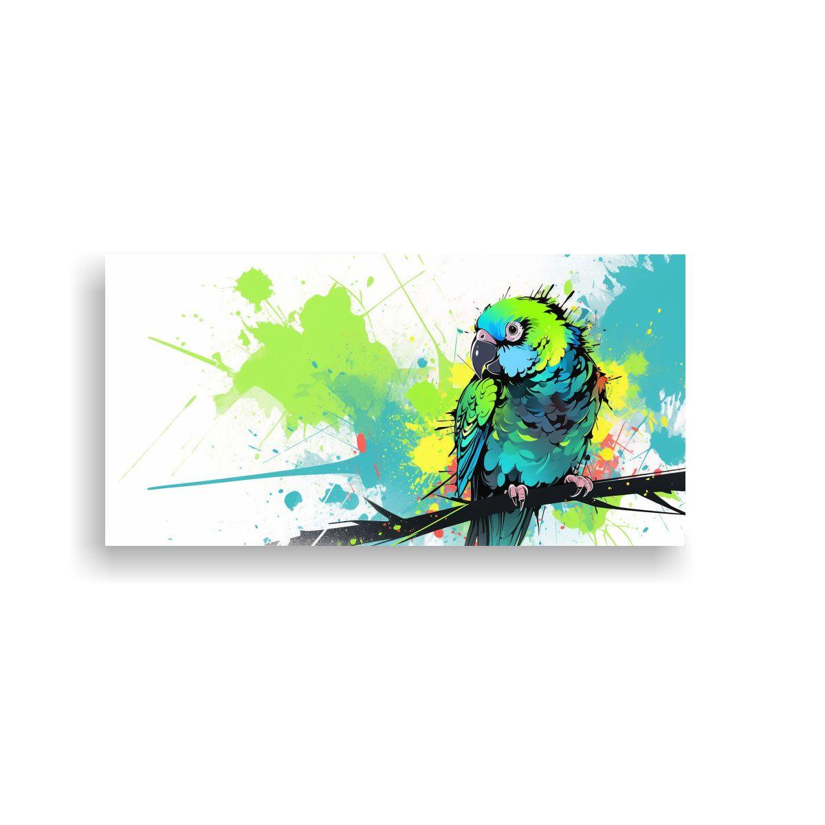 Cuadro Concepto Majestuosas Lorikeet Verde Y Negro 80x40cm-0