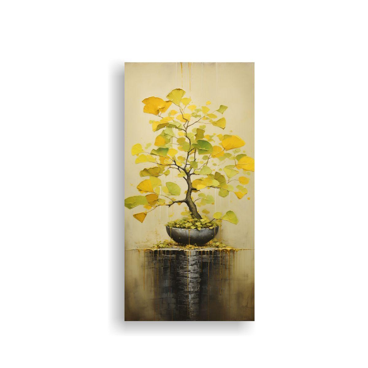 Pintura Abstracta Detalle Ginkgo Biloba Bonsai 70x140 Cm-0