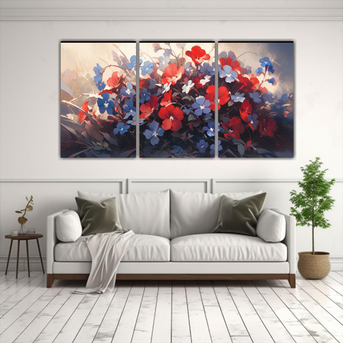 Conjunto De 3 Cuadros Tema Única En Colores Rojo 150x75 Cm-2