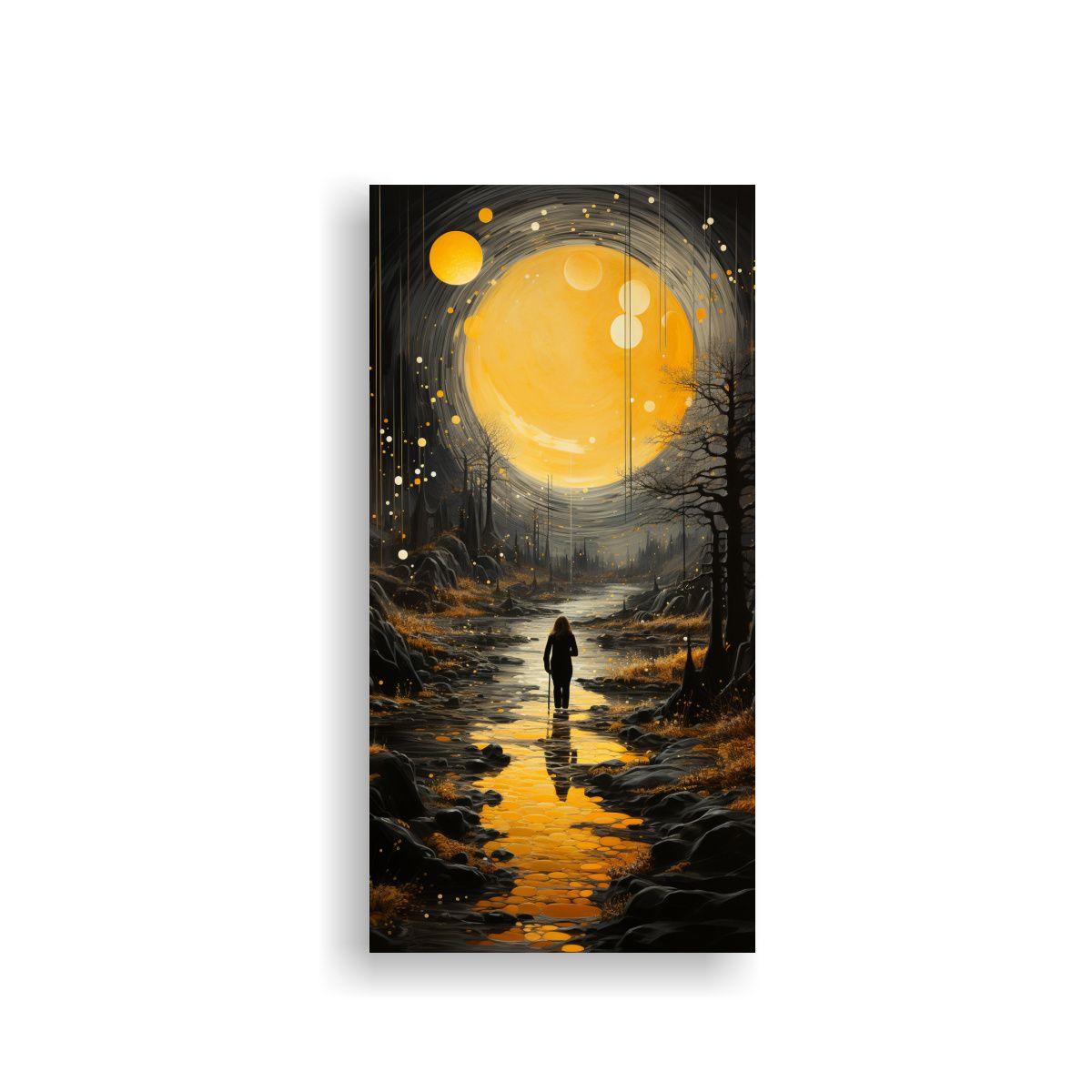 Arte Vintage Contraste: Pintura Con Luna Y 60x120cm-0