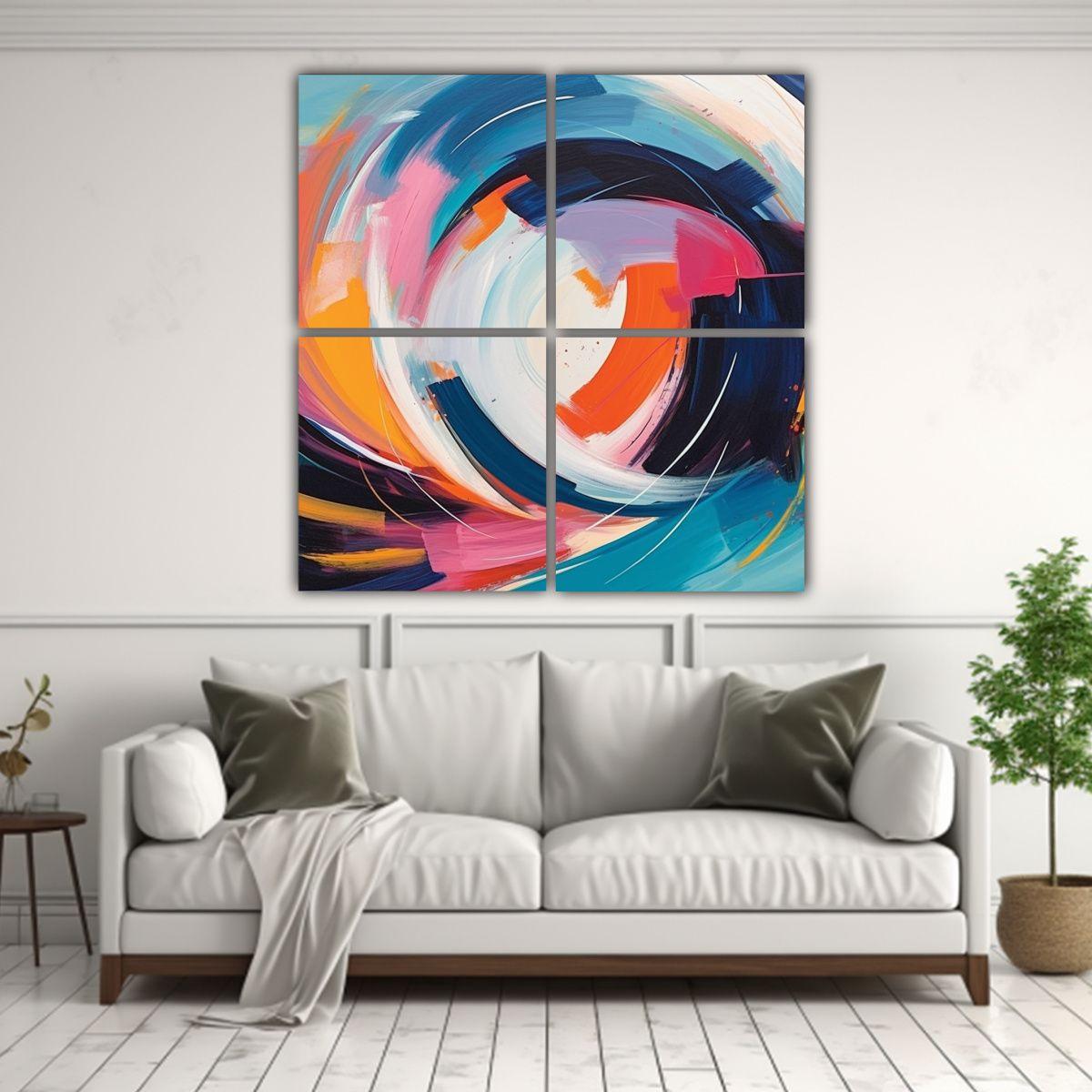 Pintura Abstracta Minimalista Con Formas 140x140 Cm-2