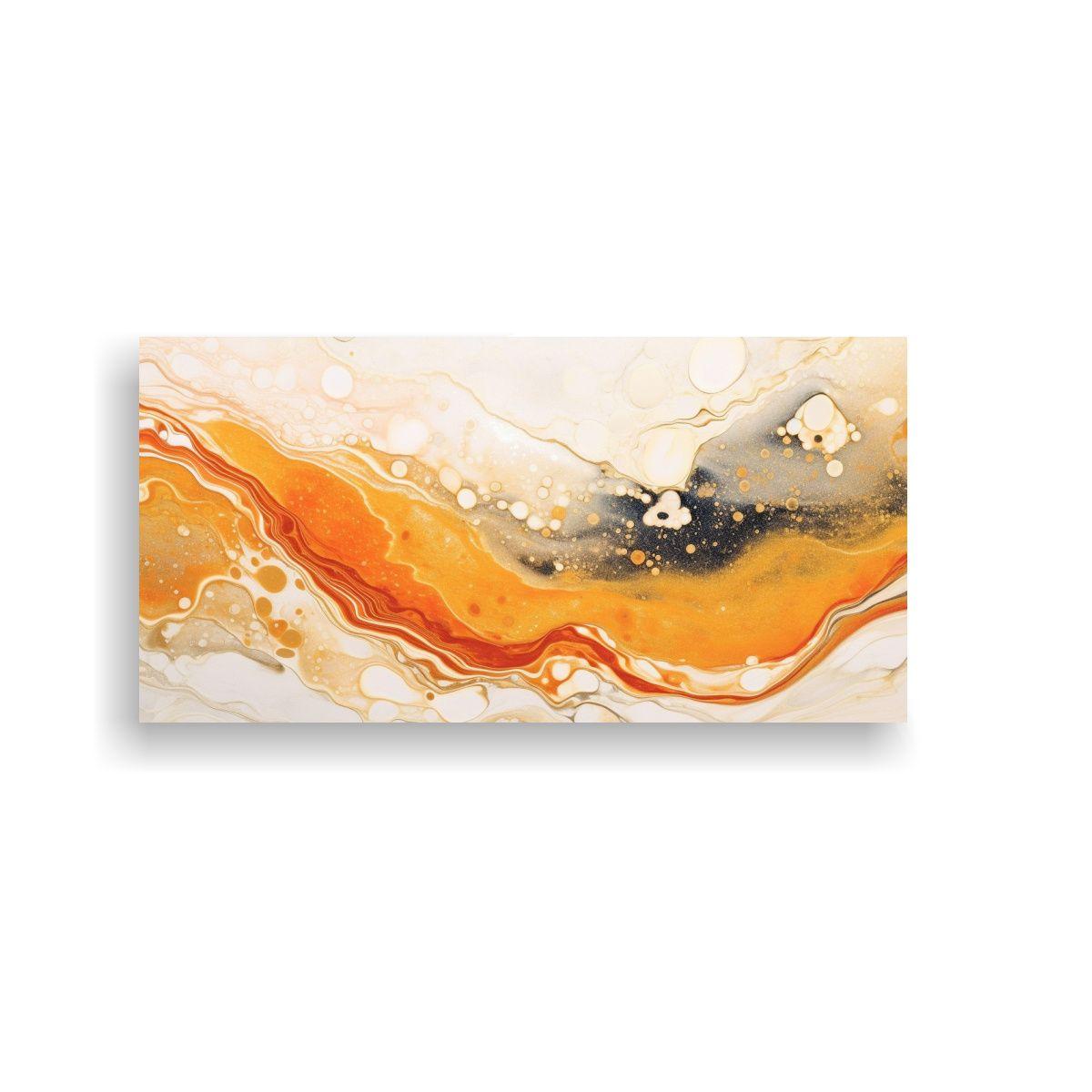 Pintura Relieve Naranja Blanco Técnica Monotipo 40x20 Cm-0