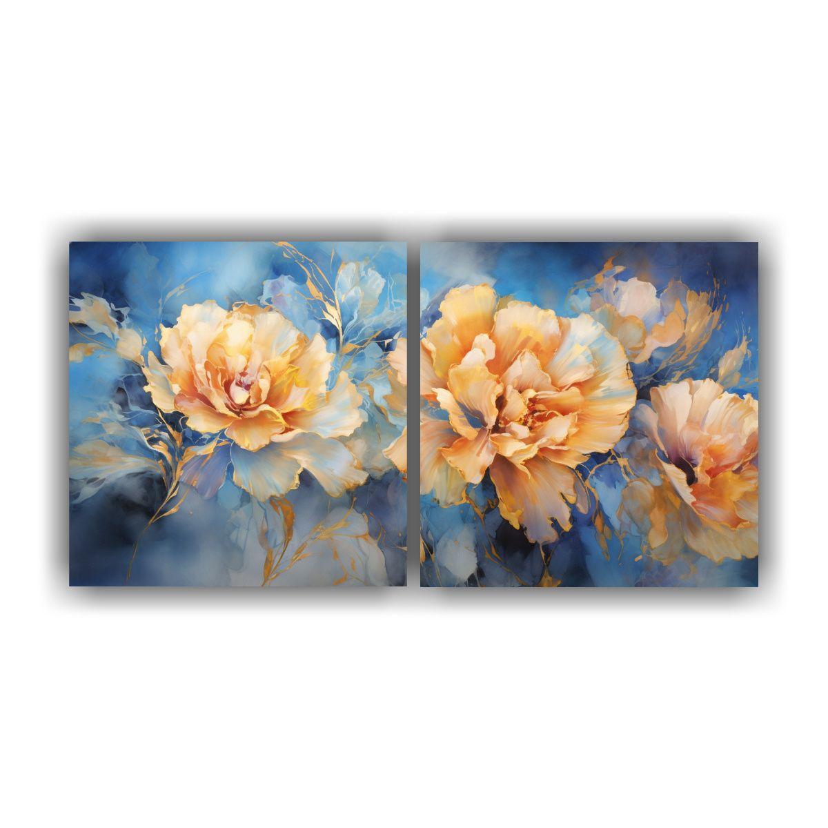Dos Composiciones Florales Abstractas En Colores 160x80 Cm-0