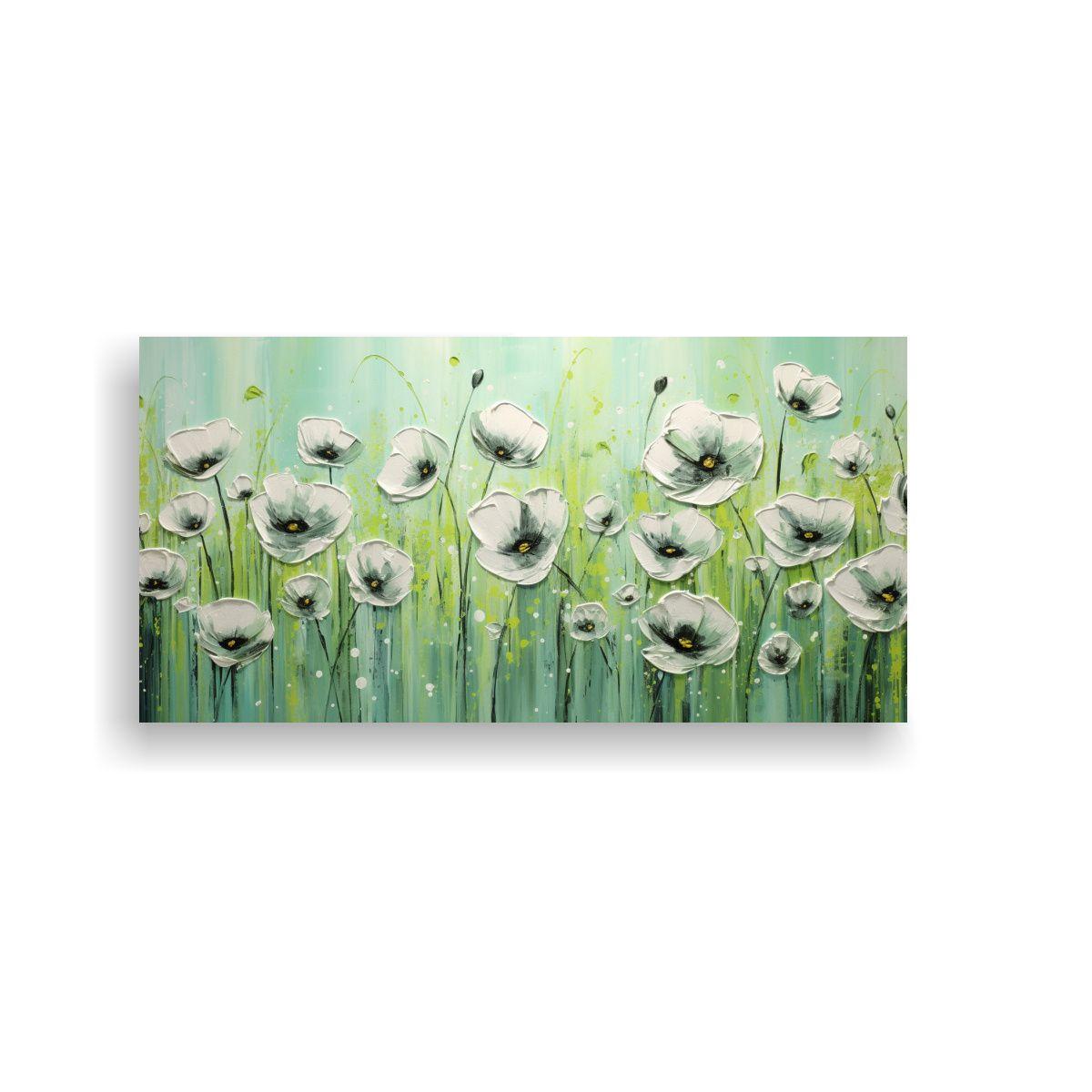Cuadro Lienzo Poppies Verde Estilo Decorativo 120x60cm-0