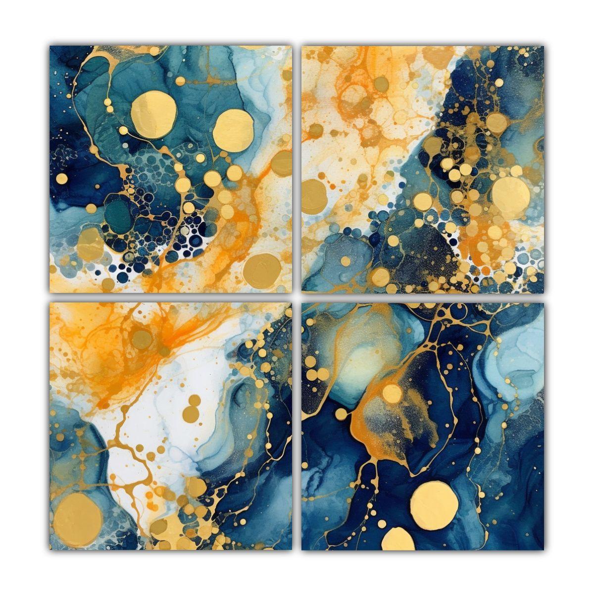 Cuatro Telas En Bastidor Abstractas De Patrón 80x80 Cm-0