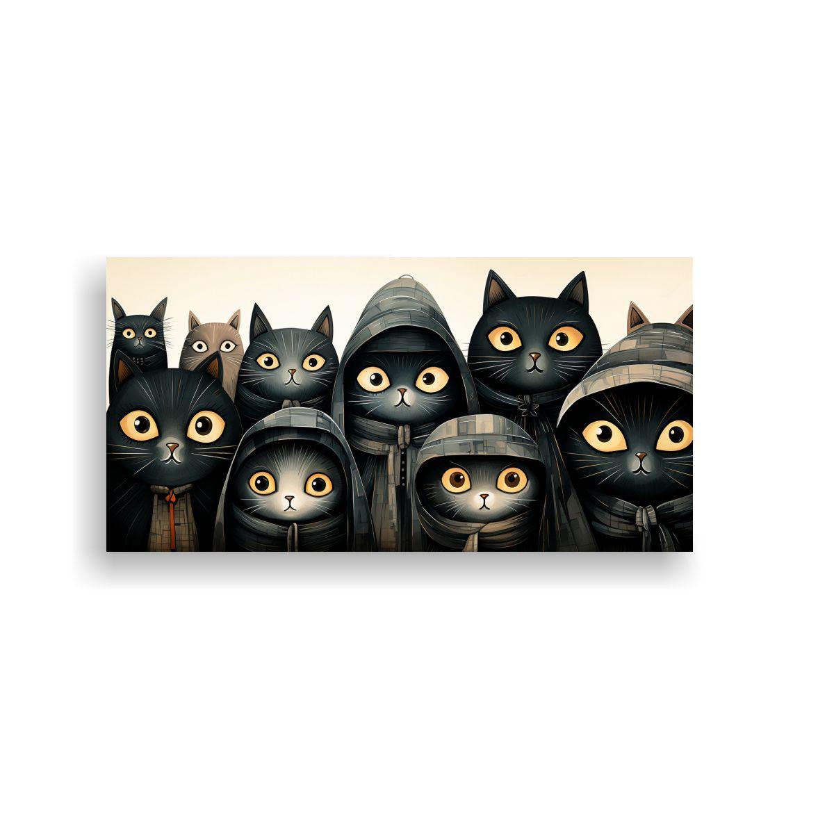 Pintura Abstracta Armonía Gatos Negros Suéter 120x60cm-0