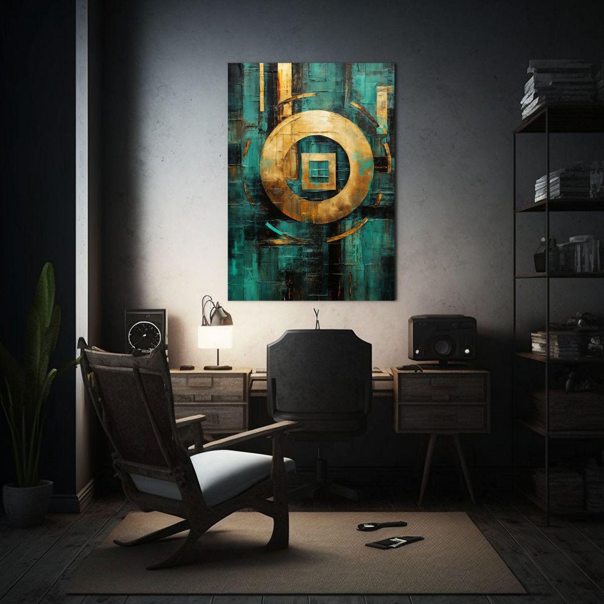 Cuadro Decorativo Círculo Estilo Cian Oscuro 60x90cm-2