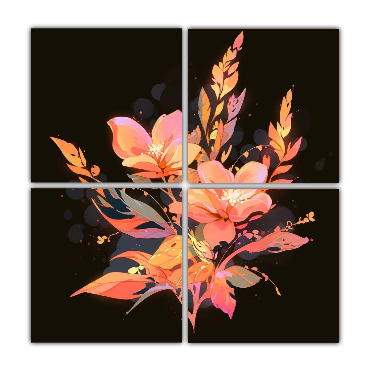 Cuatro Composiciones Decorativas Vitalidad 100x100 Cm-0