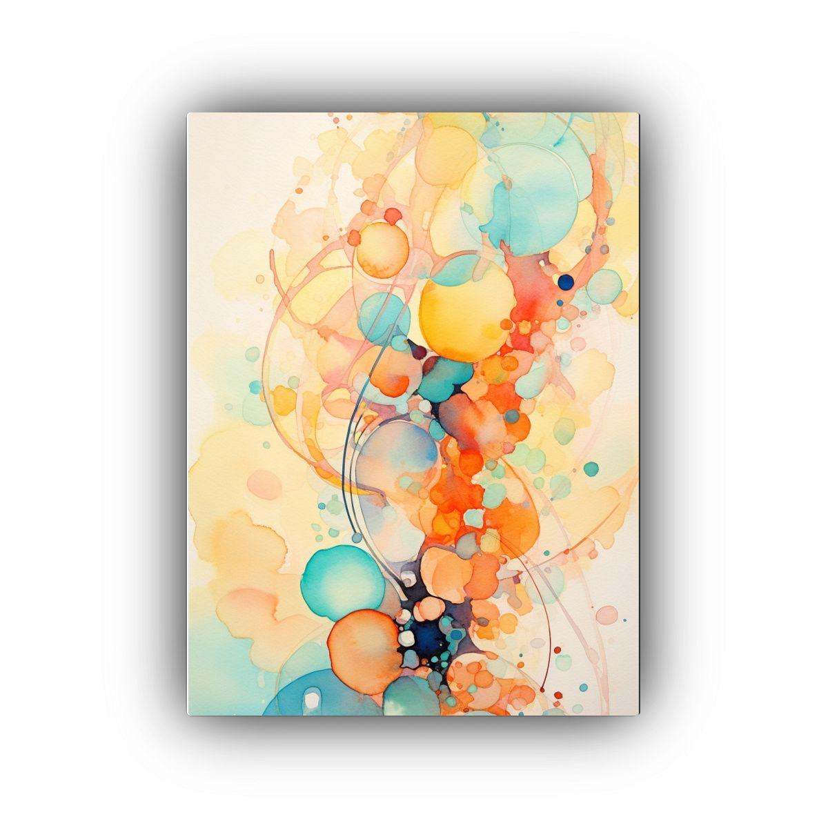 Pintura Abstracta Moderna En Acuarela En Bastidor 50x65cm-0