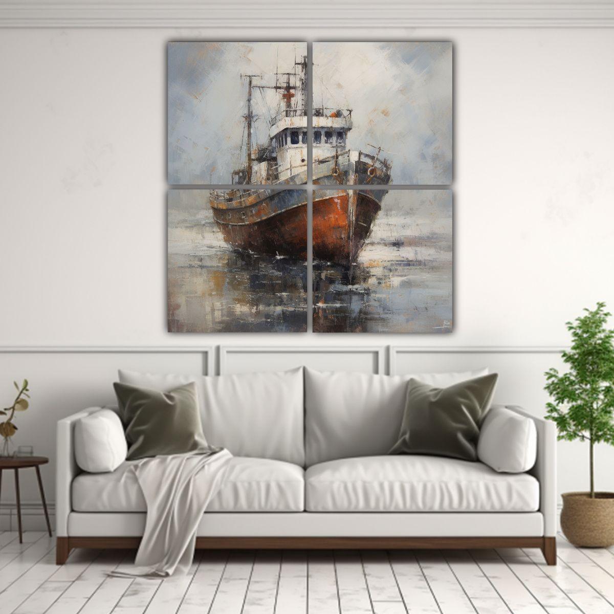 Pintura Impresa Alegre En 4 Canvas Un Homenaje 120x120 Cm-2