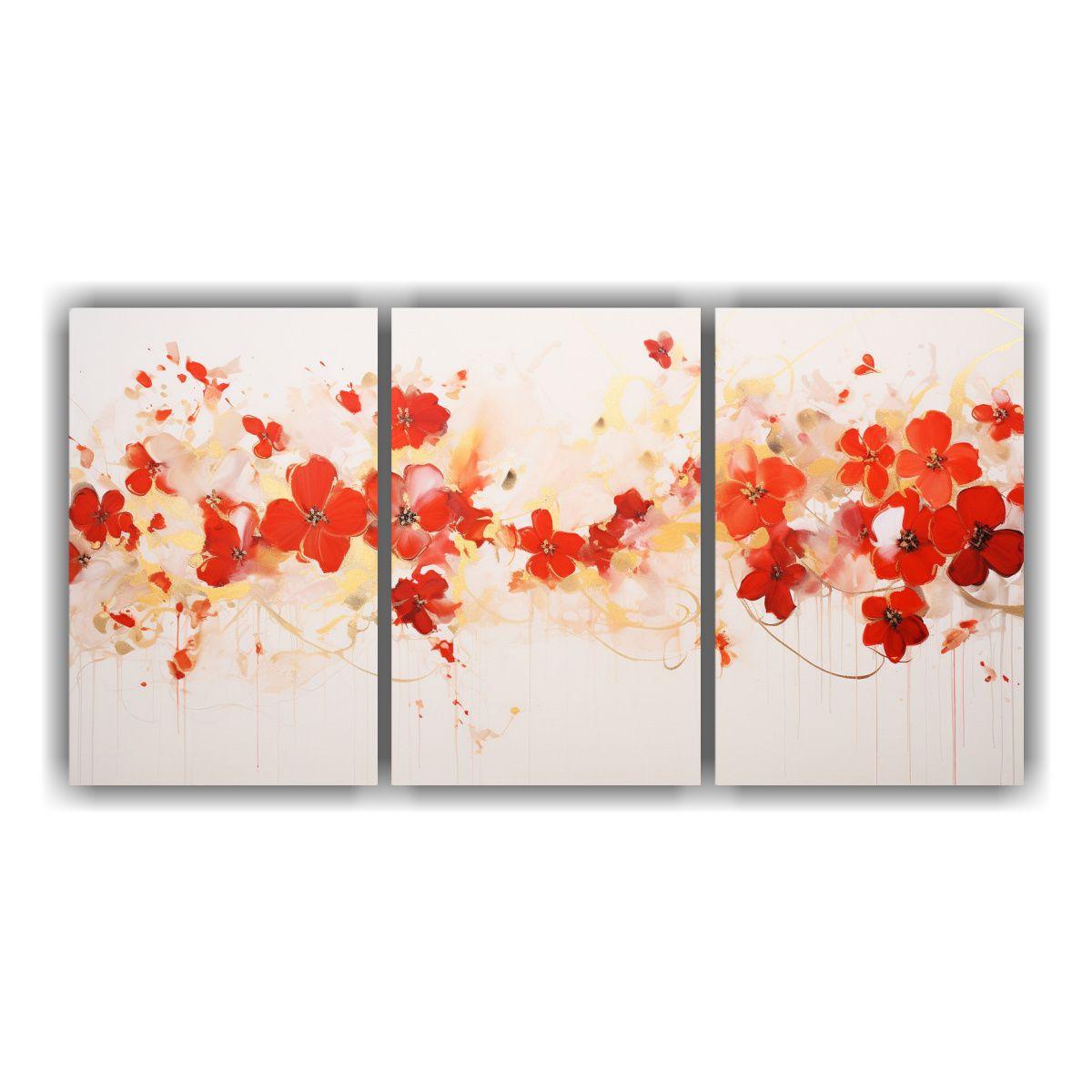 Tres Telas En Bastidor Diseño Detalle Pintura 240x120 Cm-0